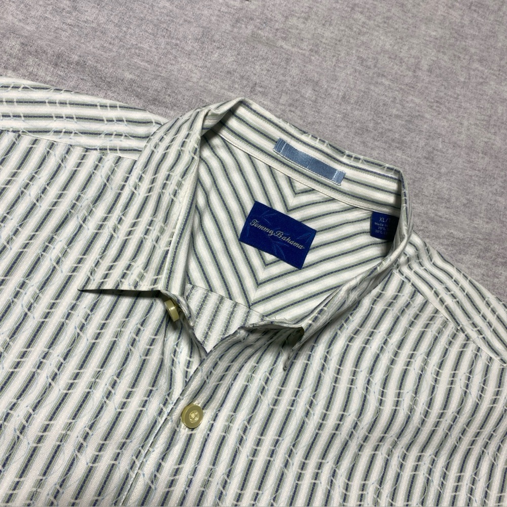 Tommy Bahama Shirt Mens Extra Large Green Silk Blend Resort‎ Coastal Tropical XL